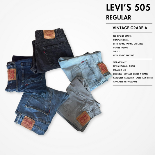 GRADE A USED LEVI 505 JEANS MEN WOMENS STRAIGHT REGULAR ORIGINAL LEVIS 505