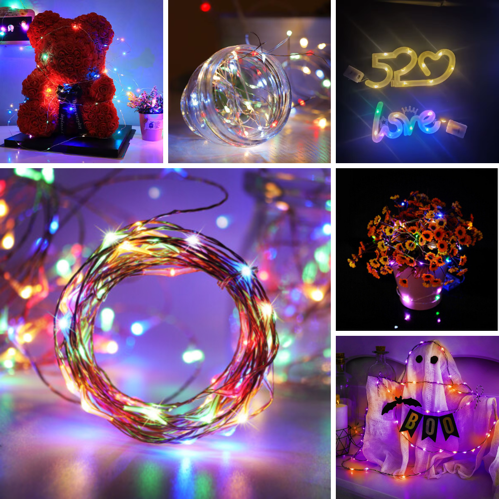 [USB Fairy Lights] 20/30/50 LED USB Fairy Lights | Copper Wire String Lights, Warm White Multicolor White, Home Decor, Bedroom, Wedding, Christmas, Holiday, Halloween Decorations